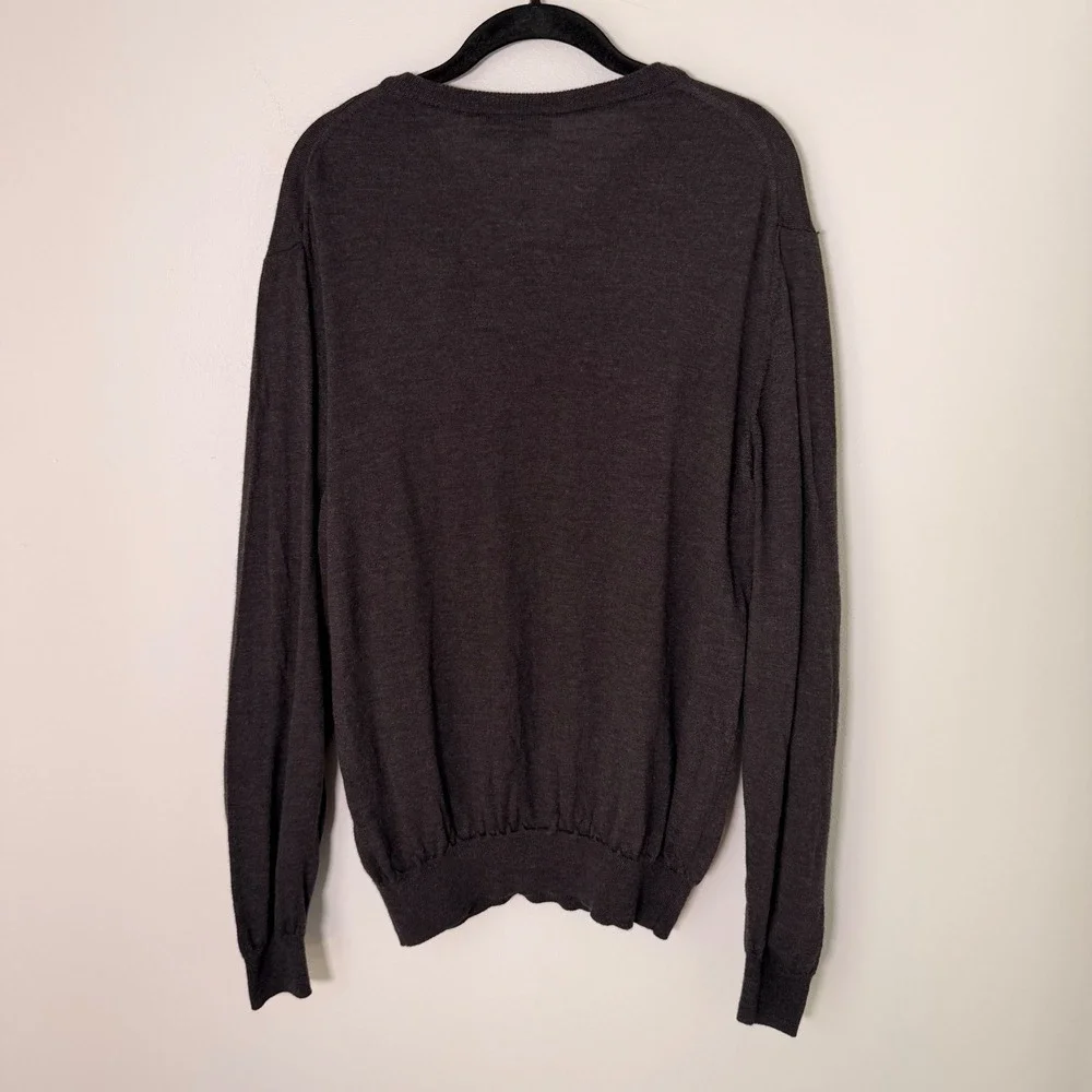 Merino Wool Made in Italy Mens Sweater (LG) Extra Fine Knit Gray Mens Layering